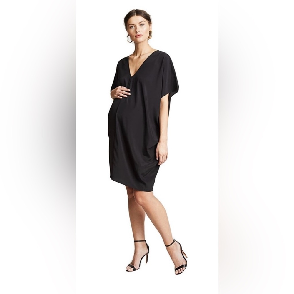 Hatch the Slouch Dress Black V-Neck Maternity One Size O/S